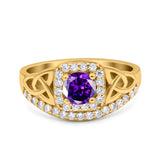 Celtic Art Deco Wedding Bridal Engagement Ring Simulated Cubic Zirconia 925 Sterling Silver