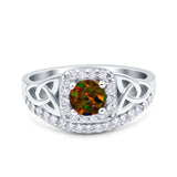 Celtic Art Deco Wedding Bridal Engagement Ring Simulated Cubic Zirconia 925 Sterling Silver