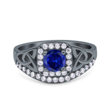 Celtic Art Deco Wedding Bridal Engagement Ring Simulated Cubic Zirconia 925 Sterling Silver