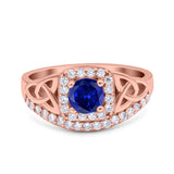 Celtic Art Deco Wedding Bridal Engagement Ring Simulated Cubic Zirconia 925 Sterling Silver