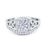 Celtic Art Deco Wedding Bridal Engagement Ring Simulated Cubic Zirconia 925 Sterling Silver