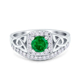 Celtic Art Deco Wedding Bridal Engagement Ring Simulated Cubic Zirconia 925 Sterling Silver
