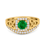 Celtic Art Deco Wedding Bridal Engagement Ring Simulated Cubic Zirconia 925 Sterling Silver