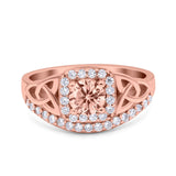 Celtic Art Deco Wedding Bridal Engagement Ring Simulated Cubic Zirconia 925 Sterling Silver