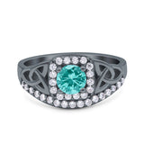 Celtic Art Deco Wedding Bridal Engagement Ring Simulated Cubic Zirconia 925 Sterling Silver