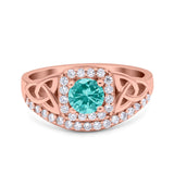 Celtic Art Deco Wedding Bridal Engagement Ring Simulated Cubic Zirconia 925 Sterling Silver