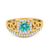 Celtic Art Deco Wedding Bridal Engagement Ring Simulated Cubic Zirconia 925 Sterling Silver