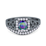 Celtic Art Deco Wedding Bridal Engagement Ring Simulated Cubic Zirconia 925 Sterling Silver