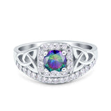 Celtic Art Deco Wedding Bridal Engagement Ring Simulated Cubic Zirconia 925 Sterling Silver