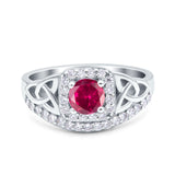 Celtic Art Deco Wedding Bridal Engagement Ring Simulated Cubic Zirconia 925 Sterling Silver