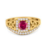 Celtic Art Deco Wedding Bridal Engagement Ring Simulated Cubic Zirconia 925 Sterling Silver