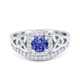 Celtic Art Deco Wedding Bridal Engagement Ring Simulated Cubic Zirconia 925 Sterling Silver