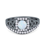 Celtic Art Deco Wedding Bridal Engagement Ring Simulated Cubic Zirconia 925 Sterling Silver