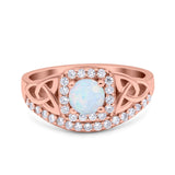 Celtic Art Deco Wedding Bridal Engagement Ring Simulated Cubic Zirconia 925 Sterling Silver