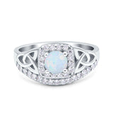 Celtic Art Deco Wedding Bridal Engagement Ring Simulated Cubic Zirconia 925 Sterling Silver