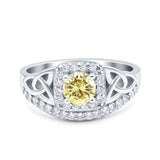 Celtic Art Deco Wedding Bridal Engagement Ring Simulated Cubic Zirconia 925 Sterling Silver