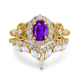 Marquise Art Deco Band Wedding Engagement Bridal Ring Oval Accent Vintage Round Simulated Cubic Zirconia 925 Sterling Silver