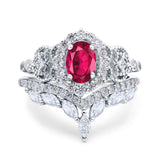 Marquise Art Deco Band Wedding Engagement Bridal Ring Oval Accent Vintage Round Simulated Cubic Zirconia 925 Sterling Silver