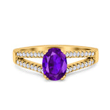 Split Shank Halo Oval Wedding Engagement Ring Round Black Simulated Cubic Zirconia 925 Sterling Silver