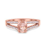 Split Shank Halo Oval Wedding Engagement Ring Round Black Simulated Cubic Zirconia 925 Sterling Silver