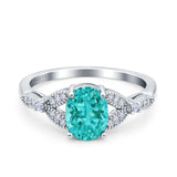 Oval Art Deco Wedding Engagement Bridal Ring Accent Vintage Round Simulated Cubic Zirconia 925 Sterling Silver