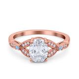 Oval Blue Aquamarine Art Deco Wedding Engagement Bridal Ring Accent Vintage Round Simulated Cubic Zirconia 925 Sterling Silver