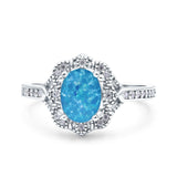 Oval Art Deco Wedding Engagement Bridal Ring Accent Vintage Round Simulated Cubic Zirconia 925 Sterling Silver
