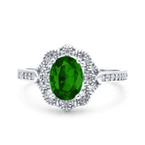 Oval Art Deco Wedding Engagement Bridal Ring Accent Vintage Round Simulated Cubic Zirconia 925 Sterling Silver