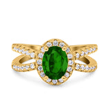 Art Deco Oval Wedding Engagement Bridal Ring Round Simulated Cubic Zirconia 925 Sterling Silver