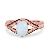 Split Shank Halo Oval Wedding Engagement Ring Black Round Simulated Cubic Zirconia 925 Sterling Silver