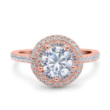 Halo Art Deco Wedding Engagement Bridal Ring Round Simulated Cubic Zirconia 925 Sterling Silver