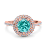 Halo Art Deco Wedding Engagement Bridal Ring Round Simulated Cubic Zirconia 925 Sterling Silver