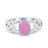 Oval Solitaire Celtic Wedding Ring Simulated Cubic Zirconia 925 Sterling Silver