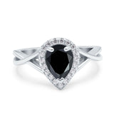Teardrop Pear Twist Infinity Shank Wedding Ring Simulated Cubic Zirconia 925 Sterling Silver