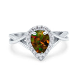 Teardrop Pear Twist Infinity Shank Wedding Ring Simulated Cubic Zirconia 925 Sterling Silver