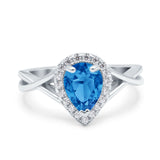 Teardrop Pear Twist Infinity Shank Wedding Ring Simulated Cubic Zirconia 925 Sterling Silver