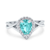 Teardrop Pear Twist Infinity Shank Wedding Ring Simulated Cubic Zirconia 925 Sterling Silver