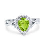 Teardrop Pear Twist Infinity Shank Wedding Ring Simulated Cubic Zirconia 925 Sterling Silver