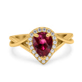 Teardrop Pear Twist Infinity Shank Wedding Ring Simulated Cubic Zirconia 925 Sterling Silver