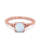 Art Deco Cushion Three Stone Wedding Bridal Ring Round Simulated Cubic Zirconia 925 Sterling Silver