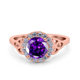 Halo Art Deco Wedding Engagement Ring Round Simulated Cubic Zirconia 925 Sterling Silver