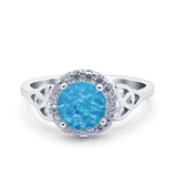 Halo Art Deco Wedding Engagement Ring Round Simulated Cubic Zirconia 925 Sterling Silver