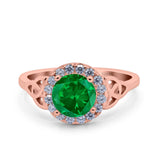 Halo Art Deco Wedding Engagement Ring Round Simulated Cubic Zirconia 925 Sterling Silver