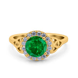 Halo Art Deco Wedding Engagement Ring Round Simulated Cubic Zirconia 925 Sterling Silver