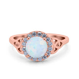 Halo Art Deco Wedding Engagement Ring Round Simulated Cubic Zirconia 925 Sterling Silver