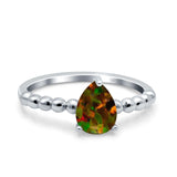 Teardrop Art Deco Pear Wedding Engagement Ring Round Simulated Cubic Zirconia 925 Sterling Silver