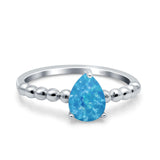 Teardrop Art Deco Pear Wedding Engagement Ring Round Simulated Cubic Zirconia 925 Sterling Silver