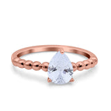 Teardrop Art Deco Pear Wedding Engagement Ring Round Simulated Cubic Zirconia 925 Sterling Silver