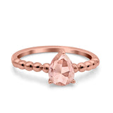 Teardrop Art Deco Pear Wedding Engagement Ring Round Simulated Cubic Zirconia 925 Sterling Silver