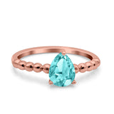 Teardrop Art Deco Pear Wedding Engagement Ring Round Simulated Cubic Zirconia 925 Sterling Silver